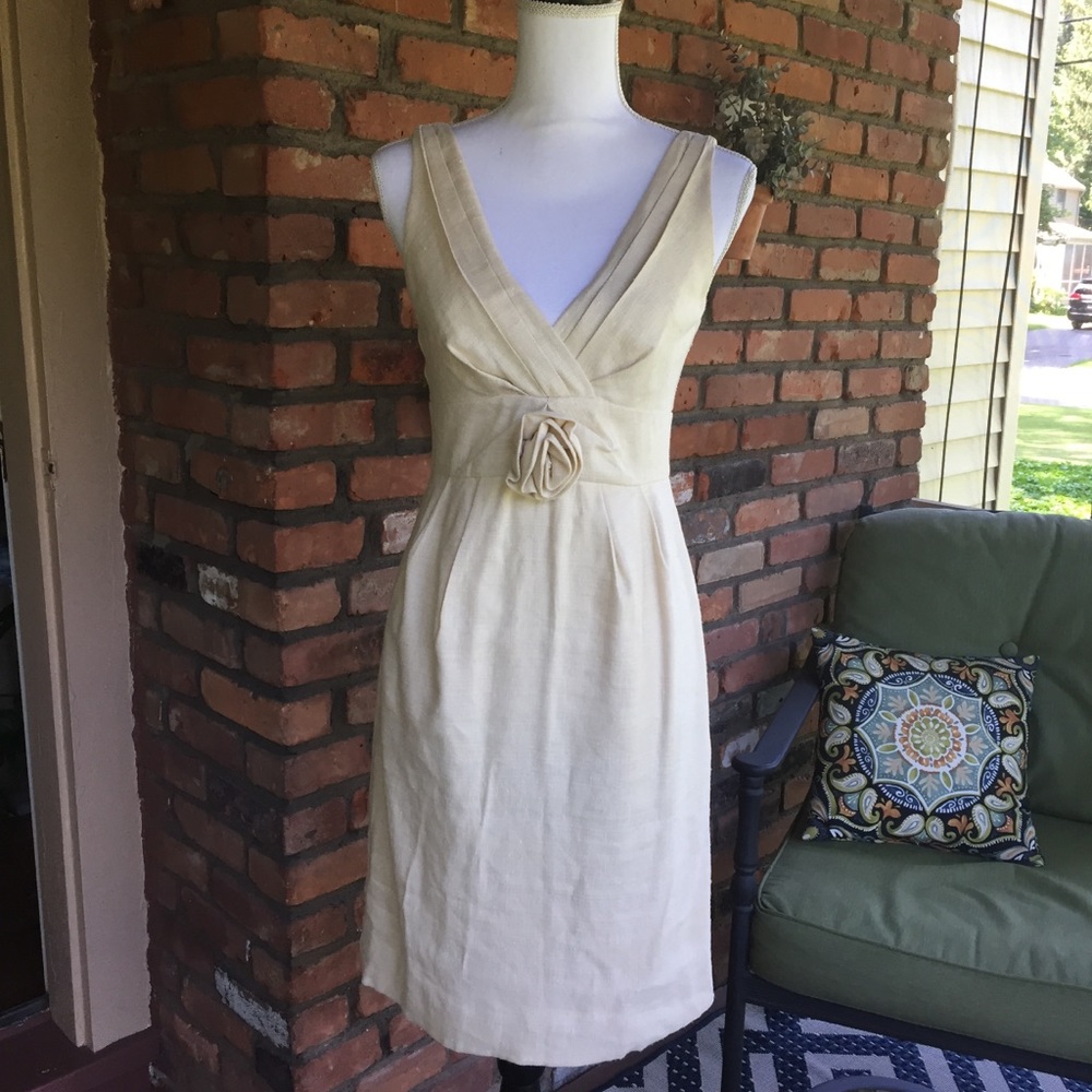 J Crew Linen Silk Blend Rosebud Dress